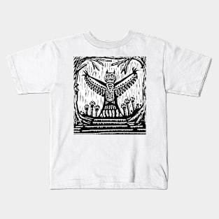 Mothman Woodcut Kids T-Shirt